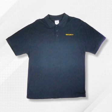 T-Shirt Black Collar (Polo) Security Wording Front And Back